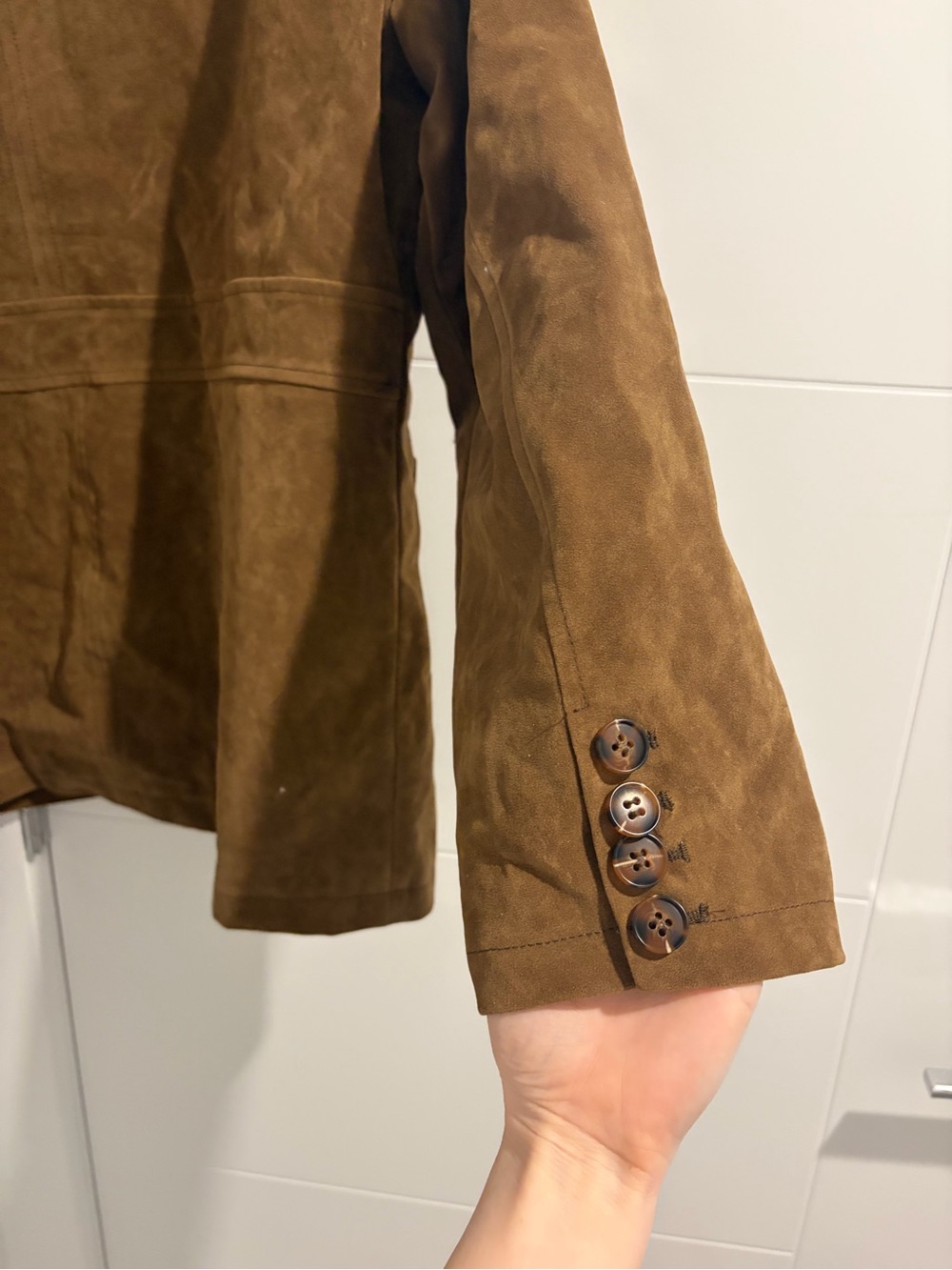 Topshop Women’s Suede Patch-Pocket Jacket - Brown - Picture 10 of 10